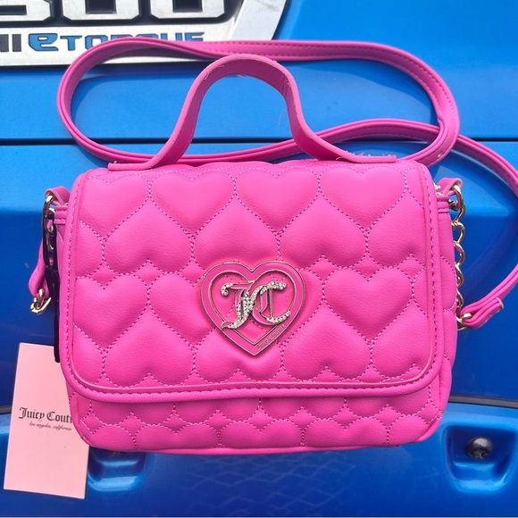 Juicy couture mini hot pink crossbody heart bag - Picture 3 of 7